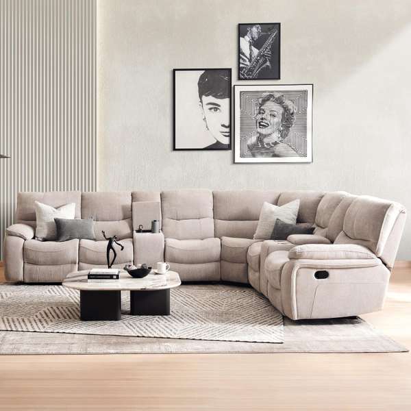 HARMONIOUS ARMLESS CHAIR WITHOUT RECLINER MODULAR RECLINER BEIGE